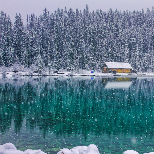 Snow Falling At Lake Louise