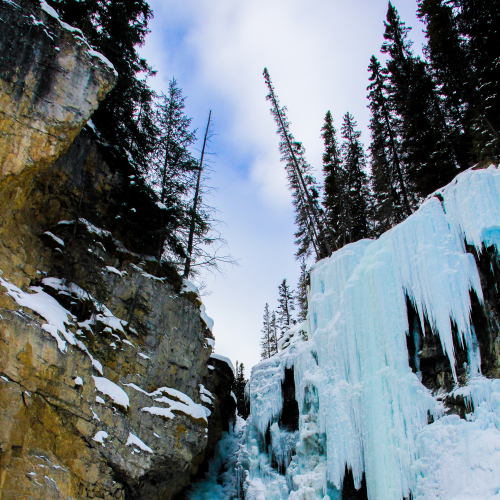 Frozen waterfall in Banff National Park