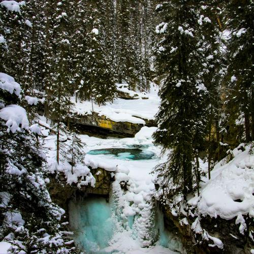 Frozen waterfall in Banff National Park