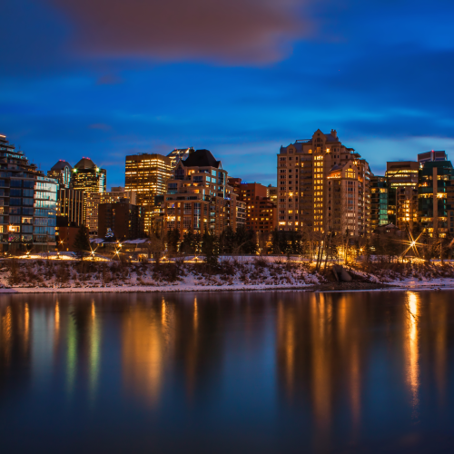 Calgary Nighttime City Reflections