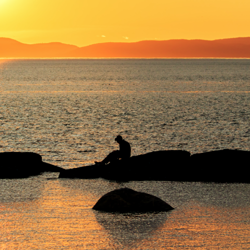Contemplating sunset on ÃŽle Verte 