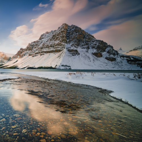Dreamy Bow Lake Winter Morning