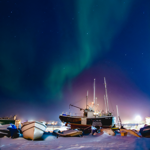 Aurora over the boat yard