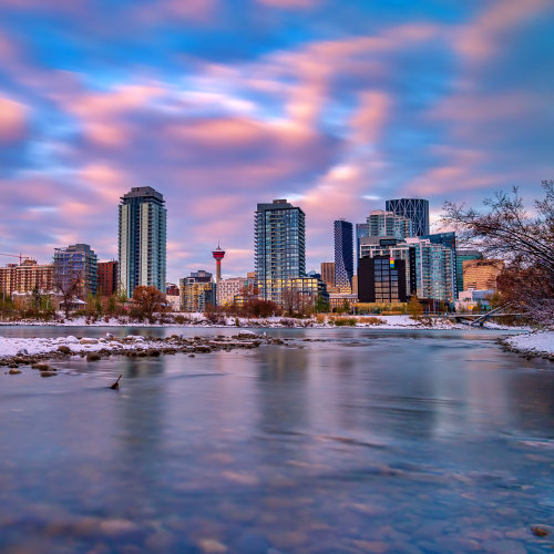 Long Exposure Sunrise Over Calgary
