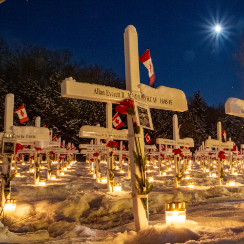 Field of Crosses at Night