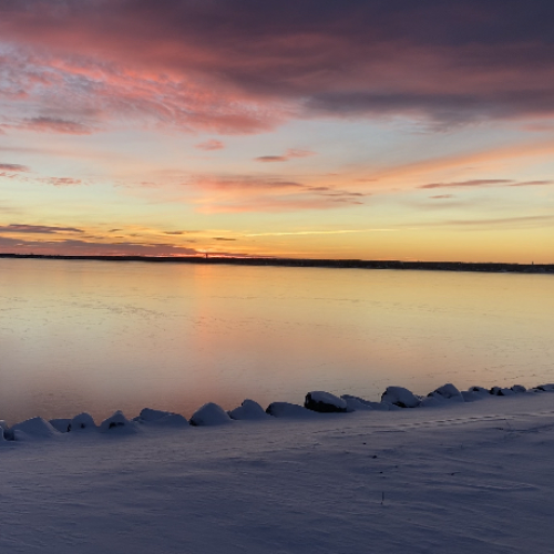 Winter sunrise on Shediac Bay