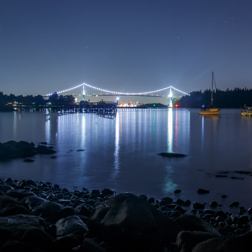 Sailing under the Lions Gate Bridge